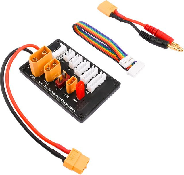 diymore Parallele Ladeplatte für Lipo-Akkus 2-6S mit XT30 XT60 und XT90 Anschlüssen in Schwarz - Bild 1