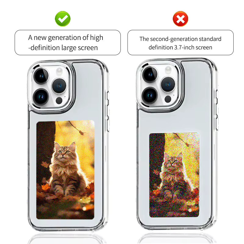 NFC Handyhülle für Apple iPhone 16 15 14 13 Pro Max Plus mit 3,97 Zoll hochauflösendem DIY 4-Farben E-Ink Display in Transparent/Weiß/Multicolour - Bild 5