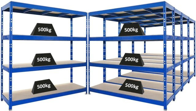 PROREGAL Rhino Schwerlastregal Set aus 5 Stück, Blau, 4 Spanplatten-Ebenen, Fachlast 500kg, B/T/H: 200 x 60 x 200 cm - Bild 1