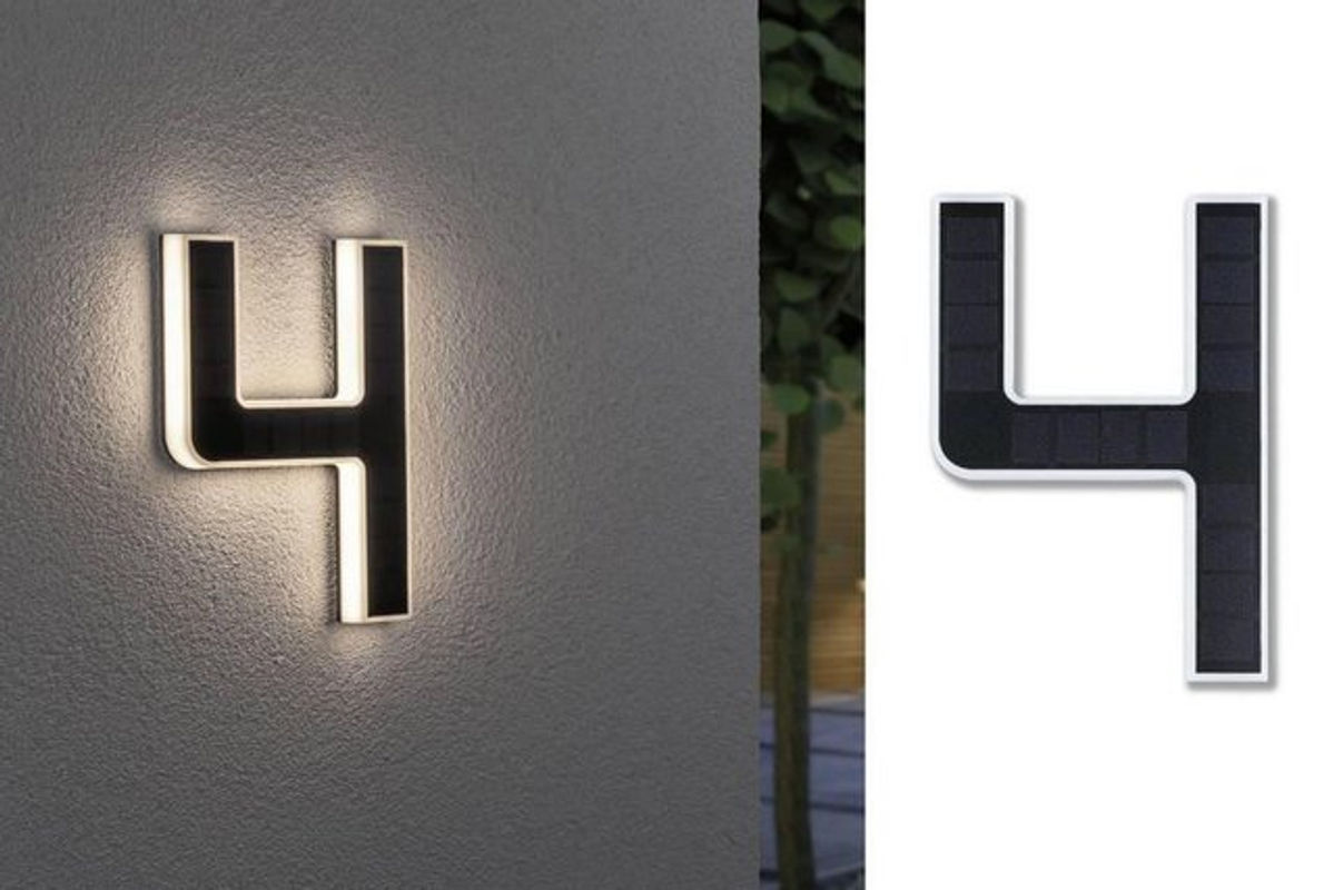 Paulmann Solar-Hausnummernleuchte 79845 in Schwarz mit warmweißem LED-Licht für Garten und Wand - Bild 2