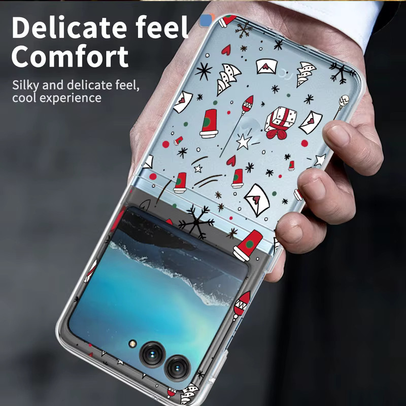 Stoßfeste Handyhülle mit Cartoon-Weihnachtsmotiv für Motorola Razr 50 Ultra, Razr 40 Ultra, 50 und 40, transparent aus hartem PC-Material - Bild 5