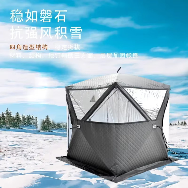 Tragbare 4-Saison-Saunazelt für 3-4 Personen in Schwarz mit Schornstein und großem Fenster für Outdoor und Winter - Bild 2