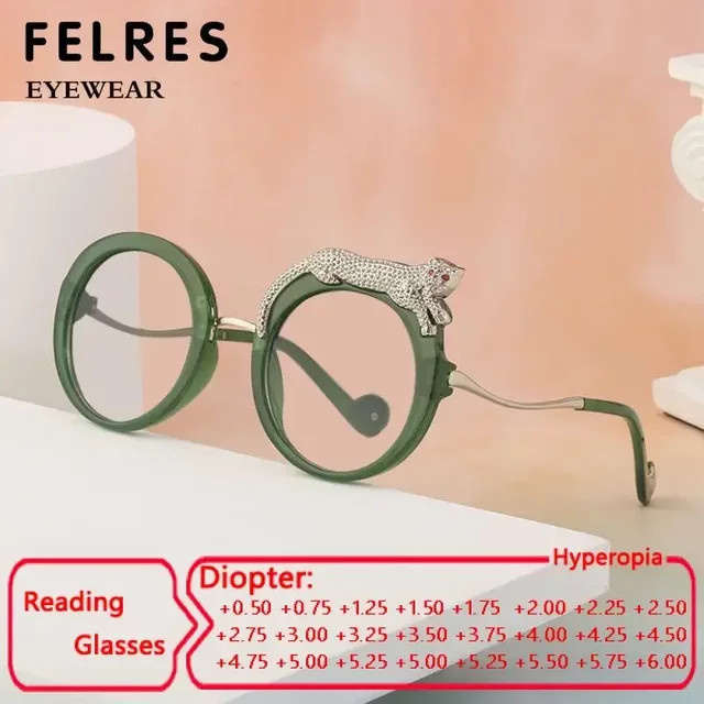 FELRES Lesebrille, Rund, Vollrand, Grün, Transparent, Unisex, Blaulichtfilter - Bild 1