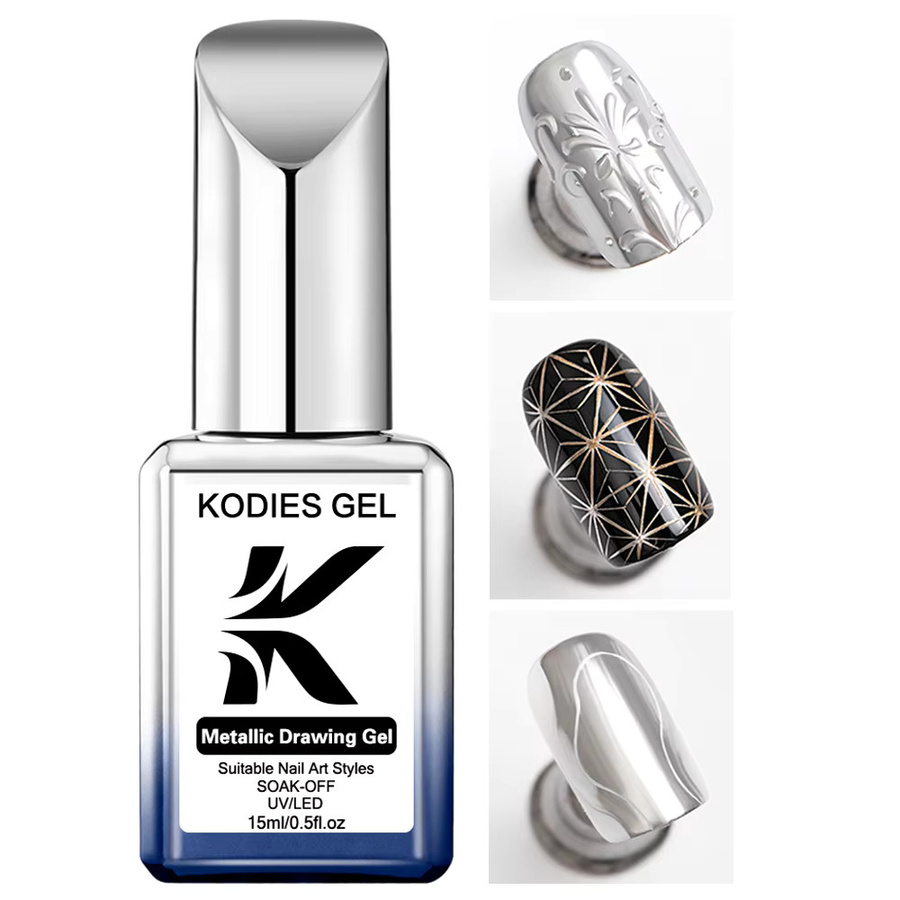 KODIES GEL Nagellack, Silber Metallic, Semi-Permanent UV-Gel - Bild 2