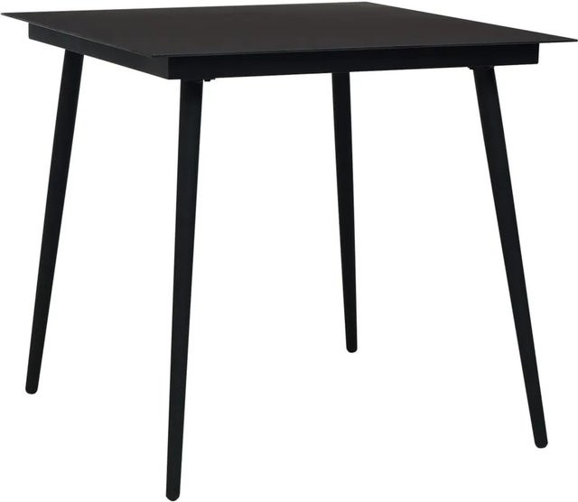 Furnicato Garten-Esstisch aus Glas und pulverbeschichtetem Stahl in Schwarz, B/T/H: 80 x 80 x 74 cm - Bild 1