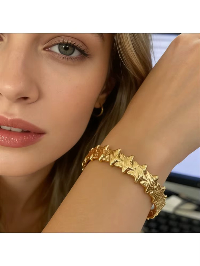Stern-Schnapparmband Edelstahl, Gold, Damen - Bild 5