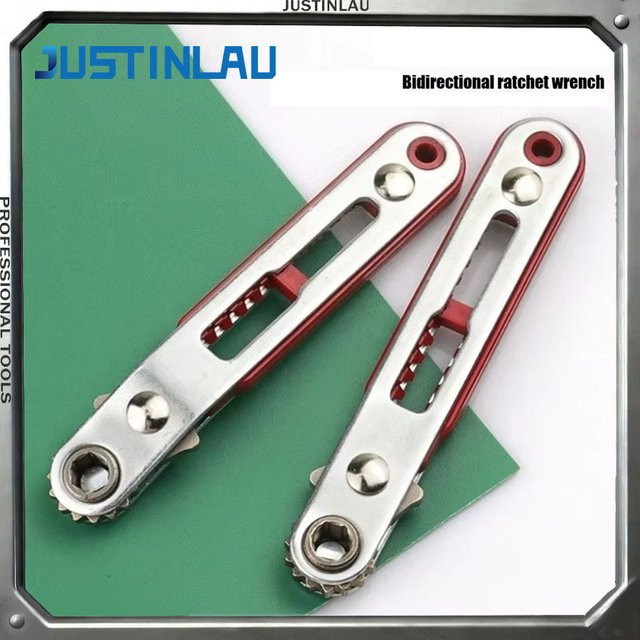 Multifunktionaler Ratschenschraubendreher in Silber mit bidirektionalem Ellenbogen-Flachkopfschlüssel als praktisches Schlitzwerkzeug - Bild 1