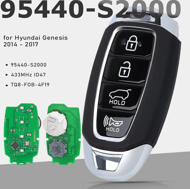 KEYECU Smart Remote Schlüssel 433 MHz mit 4 Tasten für Hyundai Santa Fe 2019 2020 Schwarz FCCID: TQ8-FOB-4F19 95440-S2000 - Bild 1