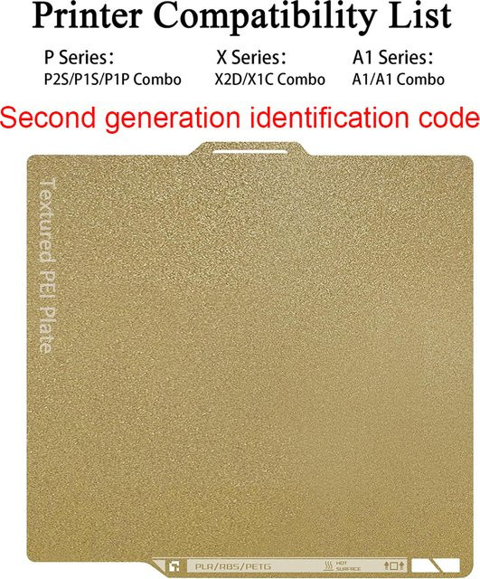HzdaDeve X2D P2S Texturierte Bauplatte der Zweiten Generation mit Identifikationscode für P2S, X2D, P1S, P1P, A1, X1C und X1E - Bild 1