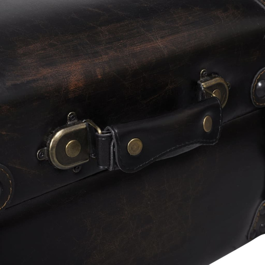 vidaXL Sitzbank mit Stauraum aus Kunstleder in Braun mit antikem Aussehen, B/T/H: 110 x 37 x 34 cm - Bild 4
