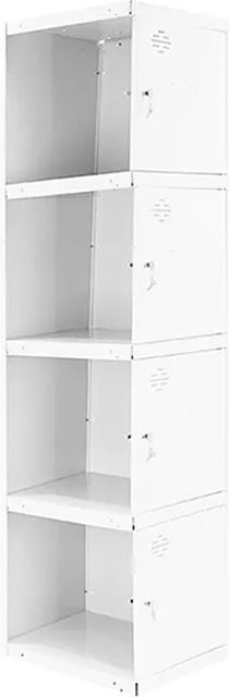 PROREGAL Spind AMEGO Anbaumodul mit 4 Abteilen, Weiß, H x B x T: 180 x 30 x 50 cm - Bild 1