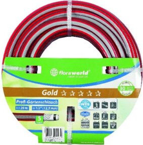 floraworld Profi-Wasserschlauch 3/4 Zoll in Rot mit 50 m Länge aus PVC-beschichtetem Polyestergewebe - Bild 1