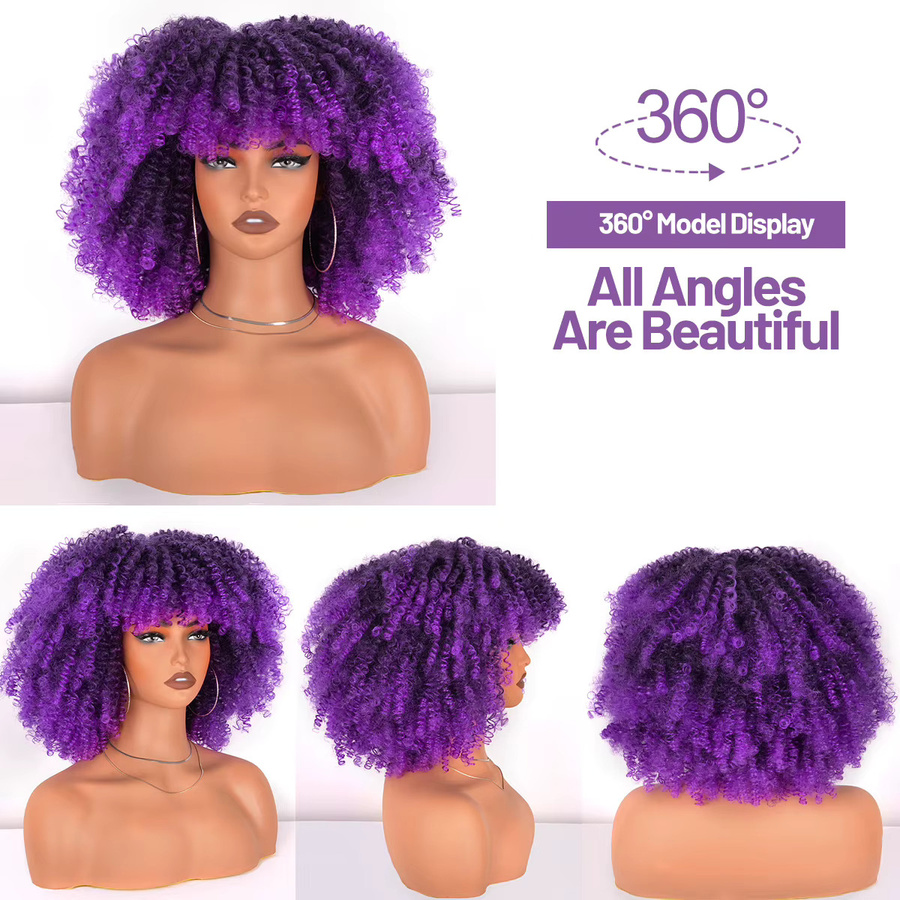 BUDABUDABUDA Afro-Perücke, 30,5 cm, Ombre-Lila, synthetisch, Damen - Bild 4