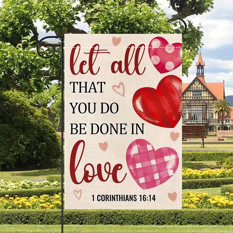 VIKAMA Gartenflagge Valentinstag mit Herz-Motiv, Mehrfarbig, B/H: 30 x 45 cm - Bild 4