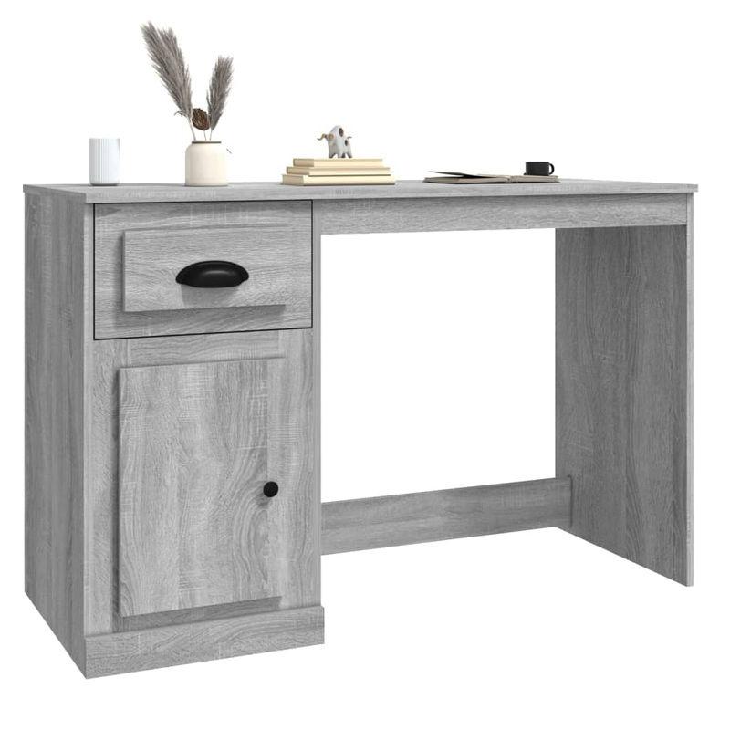 Vidaxl Schreibtisch mit Schublade in Grau, Modernes Design aus Holzwerkstoff, B/T/H: 115 x 50 x 75 cm - Bild 2
