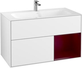 V&B Finion Waschtischunterschrank mit Wandbeleuchtung, Farbe: Weiß lackiert, B/H: 99,6 x 49,8 cm - Bild 1