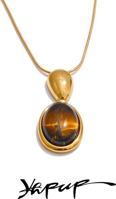 Yhpup Halskette mit Anhänger, Edelstahl, Gold, Unisex - Bild 1