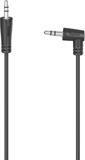 Hama Stereo Audio-Kabel mit 3,5-mm-Klinkensteckern in 90-Grad-Winkel, Schwarz, Länge: 0,5 m - Bild 1