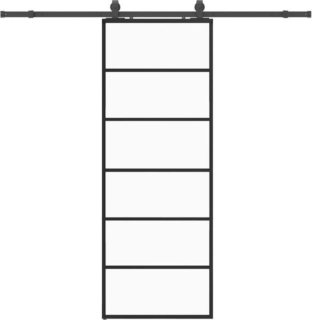 vidaXL Schiebetür aus ESG-Glas in Schwarz mit Beschlag, B/H: 76 x 205 cm - Bild 1