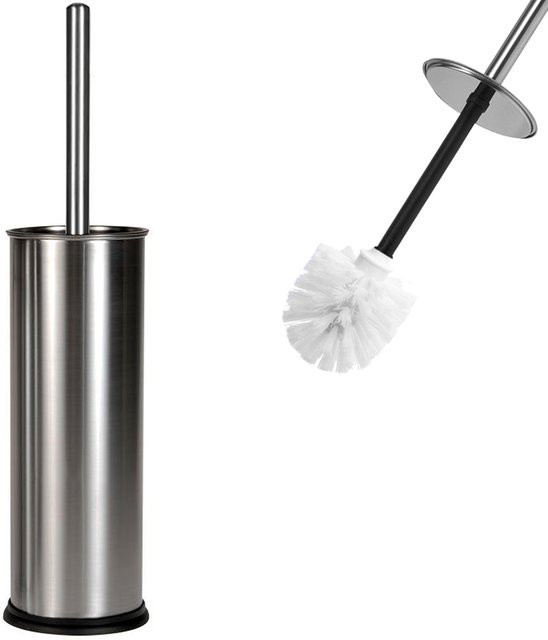 Deuba Toilettenbürste mit Behälter aus Edelstahl in Silber, freistehend - Bild 1