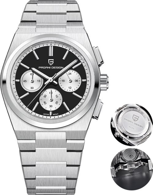 Pagani Design Chronograph, Quarzuhr, Edelstahl, Saphirglas, 40 mm, Herren - Bild 1