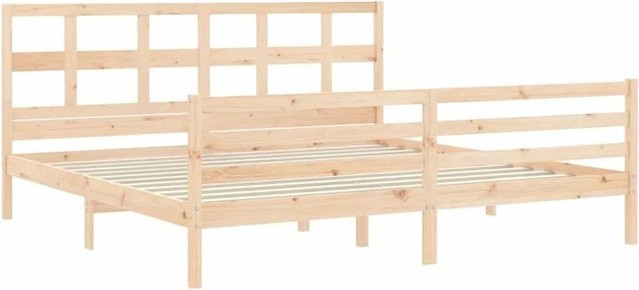 vidaXL Massivholzbett aus Kiefernholz mit Kopfteil in Braun, rustikale Optik, B/T/H: 200 x 100 x 205,5 cm - Bild 1