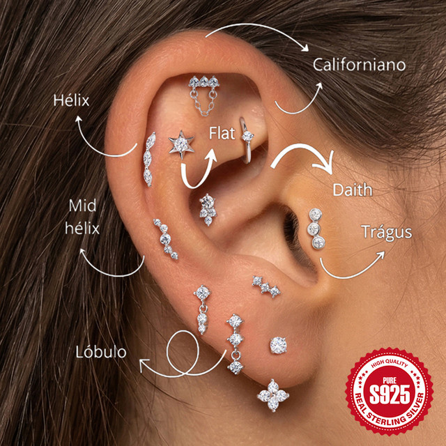 CANNER Piercing-Ohrringe, 925 Silber, Moissanit, Damen - Bild 1