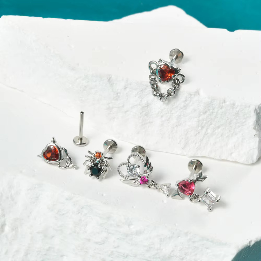 Ohrring Edelstahl, Zirkonia, Silber, Unisex - Bild 2