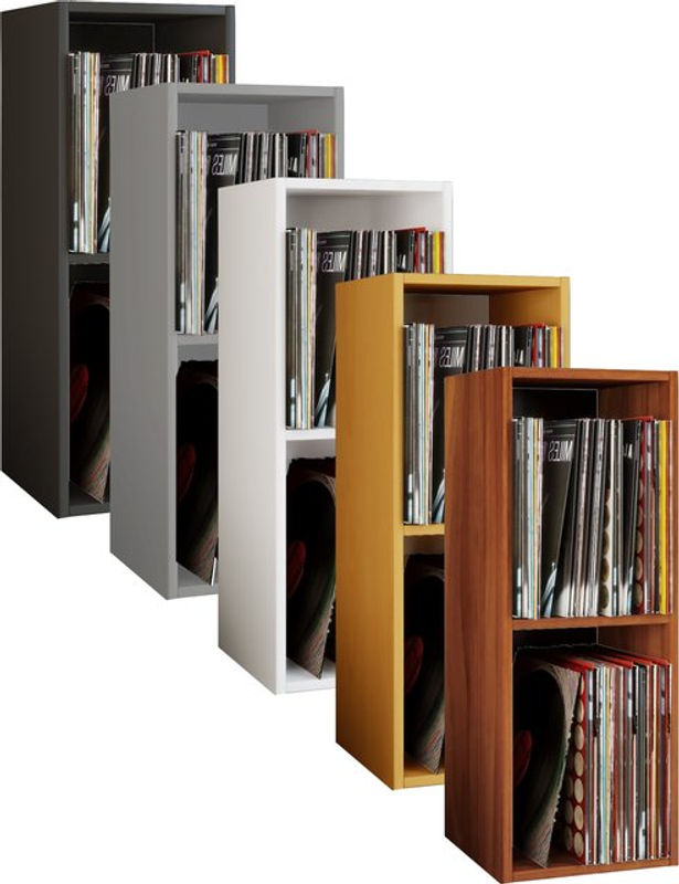 VCM Schallplatten-Regal Platto in Nussbaum Braun mit 2 Fächern, H x B x T: 72 x 34 x 30 cm - Bild 2