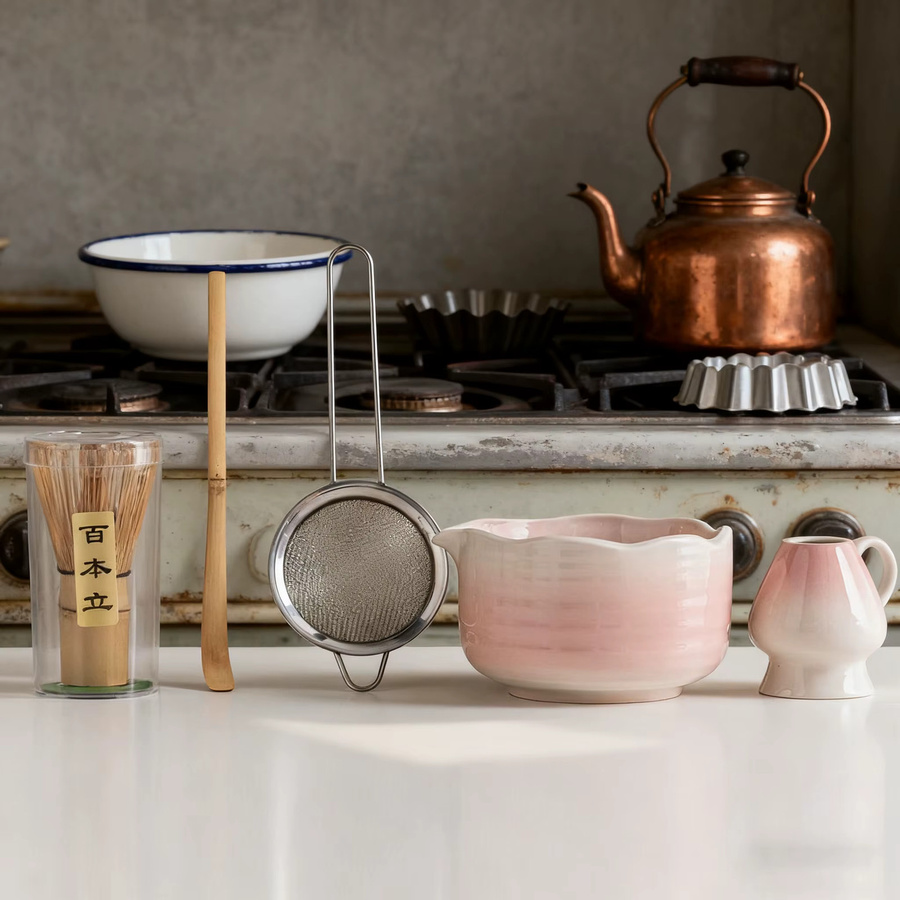 5-teiliges Matcha-Set aus Keramik von PGY in Grün zur Zubereitung von Matcha Latte und Frühstück - Bild 4