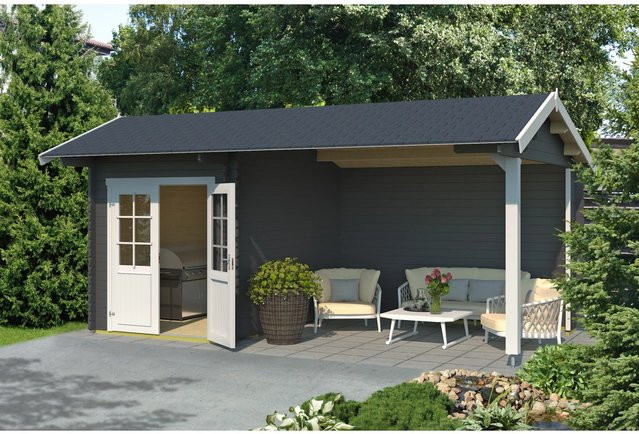 Lasita Gartenhaus Kenzo aus Fichtenholz mit Satteldach in Carbongrau, B/T/H: 580 x 300 x 273,6 cm - Bild 1