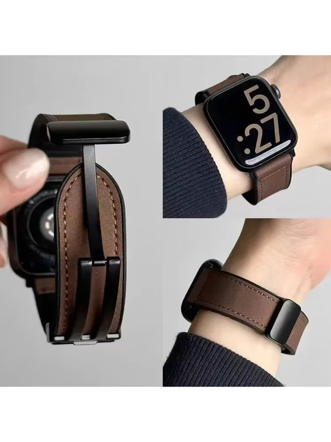 OAKCHARM Uhrenarmband Leder, Silikon, Edelstahl, Schwarz, Unisex - Bild 5