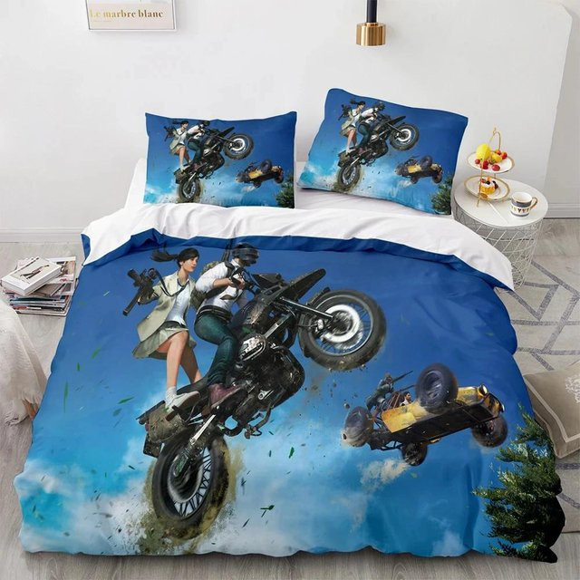 Flylo Bettwäsche-Set PUBG 3D-Druck mit Bettbezug und Kissenbezug, Blau, B/H: 135 x 200 cm - Bild 1