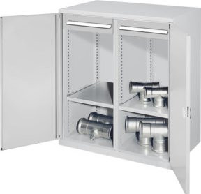 Kappes Schwerlastbeistellschrank Mod. 73 in Grau mit Doppelwandtüren, Regalböden, Schubladen und Schloss - Bild 1