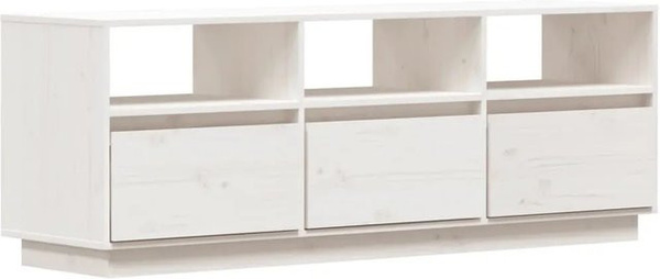 vidaXL TV-Schrank aus massivem Kiefernholz in Weiß, B/T/H: 140 x 37 x 50 cm