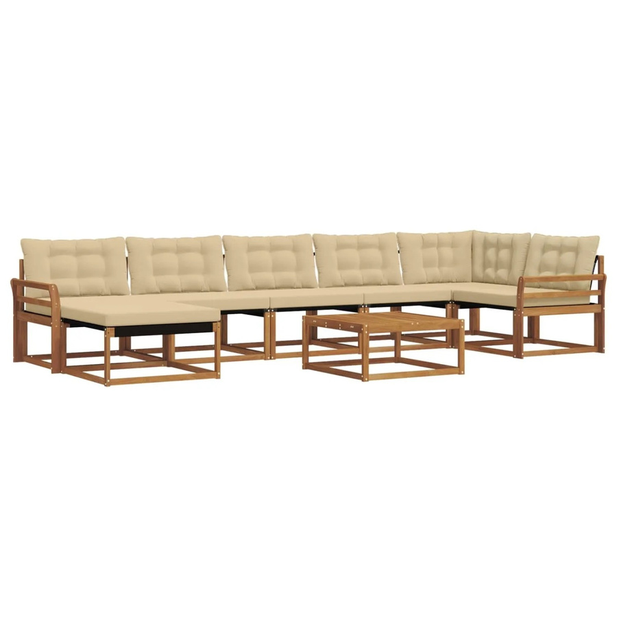 vidaXL Outdoor-Sofagarnitur 22-teilig aus Akazienholz und Textilene in Natur und Beige mit UV-beständigen Polstern - Bild 2