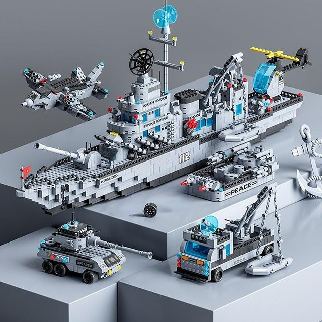 Topmix 6 IN 1 Militär Marine Schiffssets Bausteine, 1560 Teile, ab 14 Jahren - Bild 1
