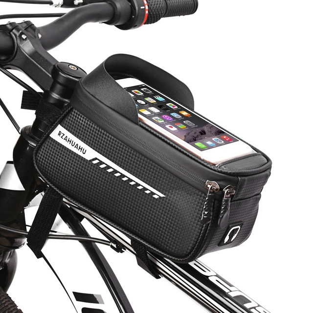 Wasserdichte Fahrrad Rahmentasche mit Touchscreen-Funktion für das Oberrohr, 1 l, in Schwarz oder Blau - Bild 1