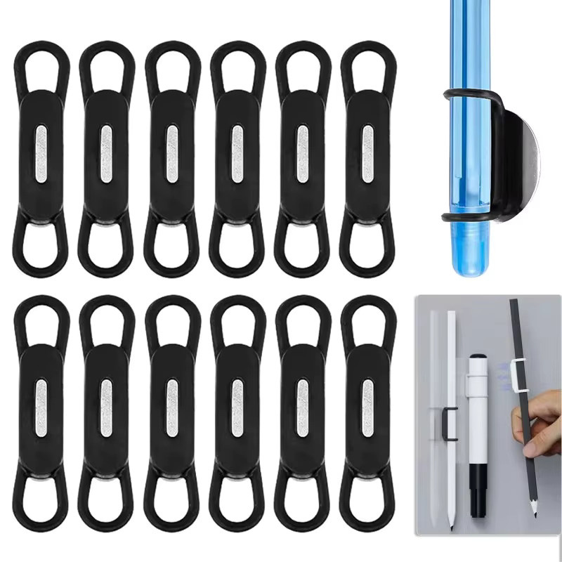 Fomscvka 6er Set magnetische Stifthalter aus Silikon in Schwarz, verstellbarer Marker-Organizer für Schreibtisch, Kühlschrank und Whiteboard - Bild 6