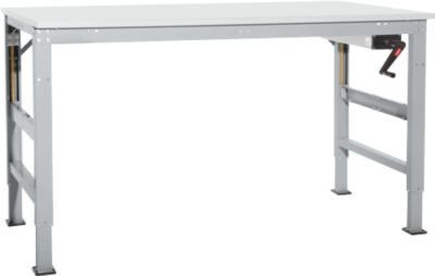 Manuflex Arbeitstisch Ergo K mit Kurbel, höhenverstellbar, alusilber, B: 175 cm, T: 80 cm, H: 45 bis 175 cm - Bild 1