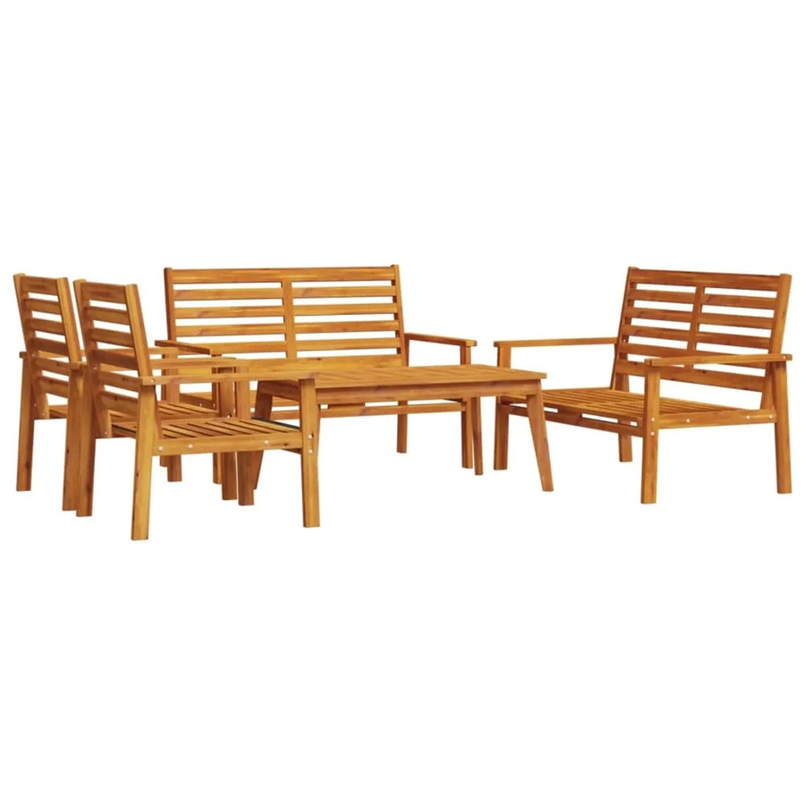 vidaXL 5-tlg Garten-Lounge-Set aus Massivholz Akazie in Braun mit Polstern - Bild 2