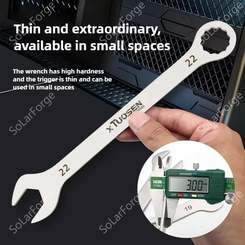 Solarforge Ultradünner doppelseitiger Gabelschlüssel in Silber, Set 6-27 mm - Bild 3