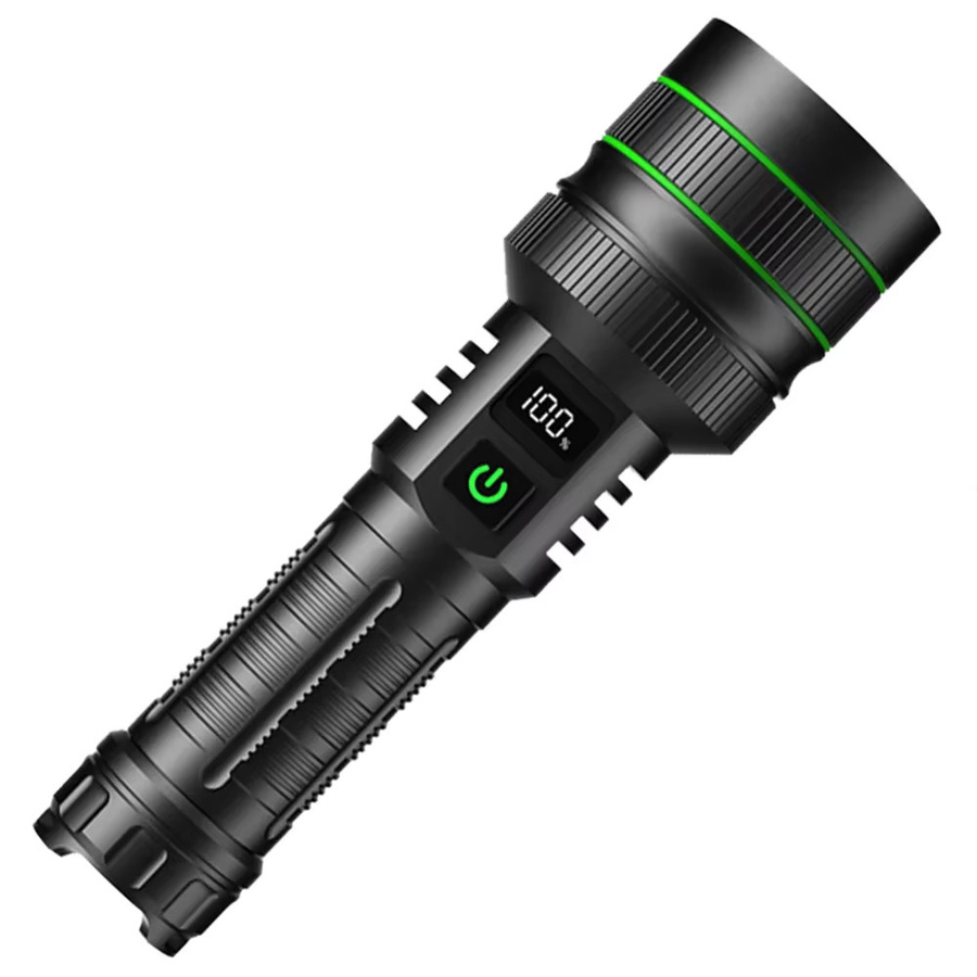 Schwarze LED-Taschenlampe aus Metall mit zoombarem Licht und wiederaufladbarem Akku für Outdoor und Camping - Bild 4