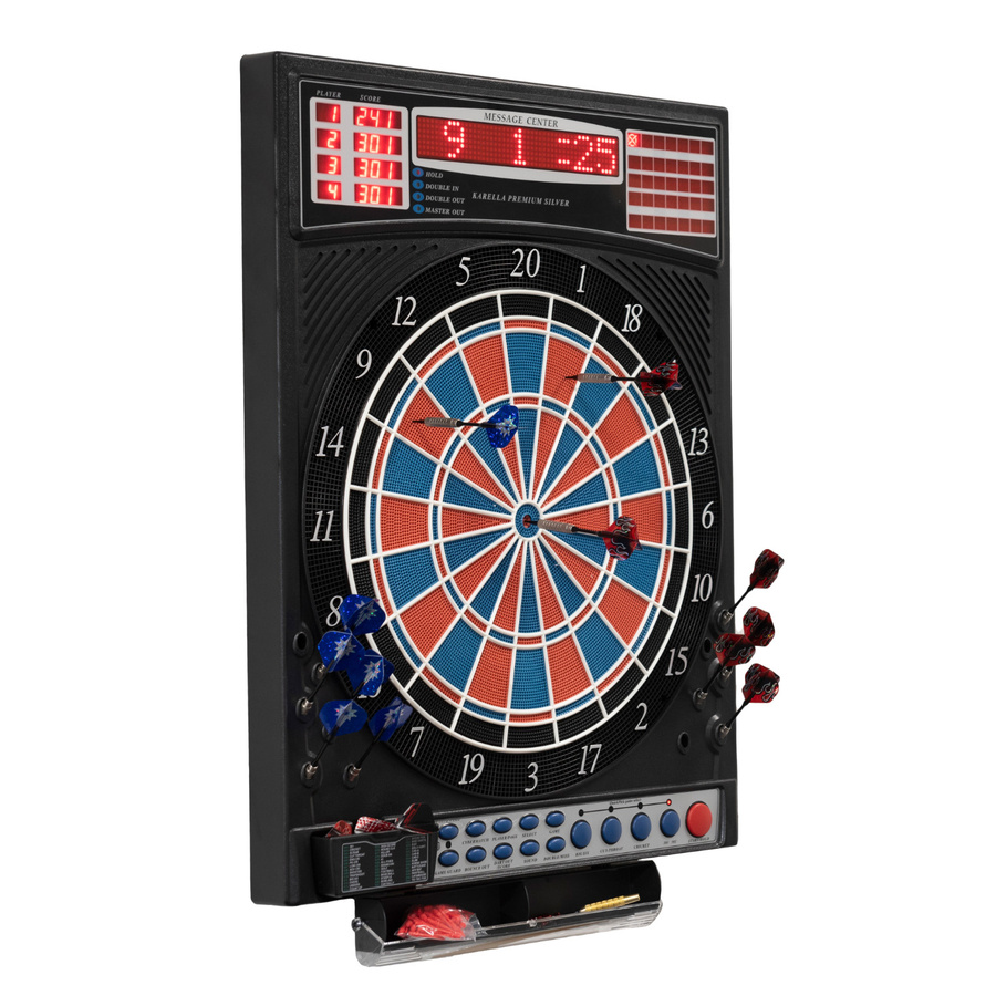 Karella Elektronische Dartscheibe Premium Silver, Dartautomat, inkl. 24 Softdarts - Bild 2