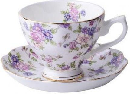 SIBAOLU Espressotasse aus Knochenporzellan mit Untertasse und Löffel, florales Design, Mehrfarbig, 170 ml - Bild 1