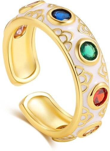 YIRAN Jewelry Fingerringe, Emaille, Kristalle, beige, Damen - Bild 1