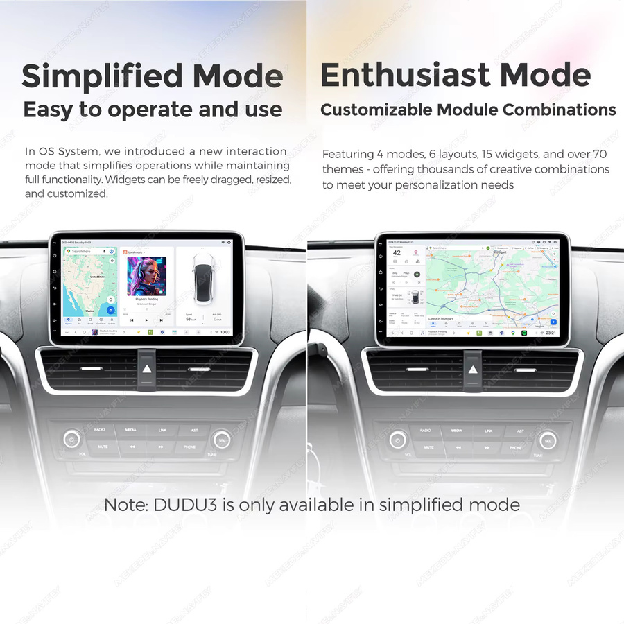DUDUAUTO DUDU7 UIS7870 1 Din Android Autoradio mit 10 Zoll drehbarem Bildschirm, kabelloses Carplay, Dual GPS, 4G, WIFI, Bluetooth und DSP, Schwarz - Bild 3