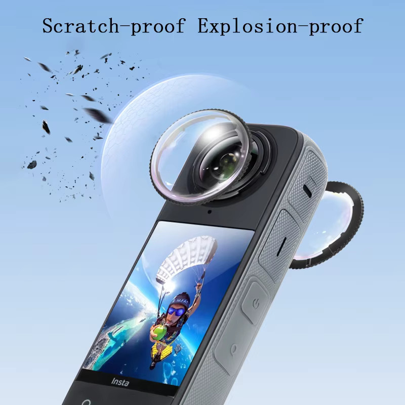 Insta360 X4 Objektivschutzkappe aus transparentem gehärtetem Glas als kratzfester Linsenschutz - Bild 3
