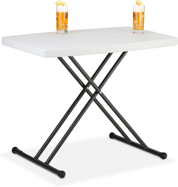 Relaxdays Campingtisch klappbar und höhenverstellbar aus Kunststoff und pulverbeschichtetem Stahl in Weiß und Schwarz, B: 78 cm, T: 71 cm, H: 49-60 cm - Bild 1