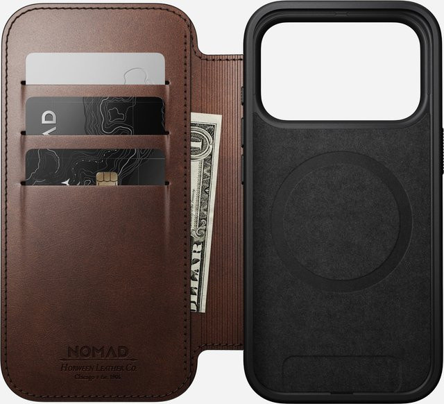 Nomad Modern Leather Folio Schutzhülle für iPhone 17 Pro in Rustic Brown - Bild 1